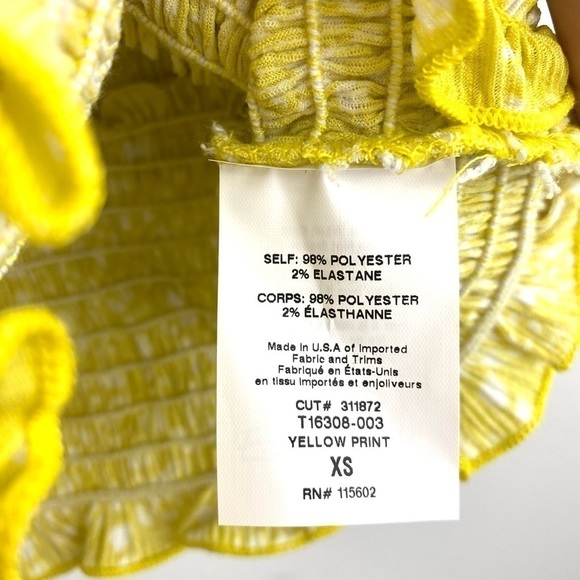 LUSH Yellow Smocked Crop Top NWT XS - Picture 4 of 6